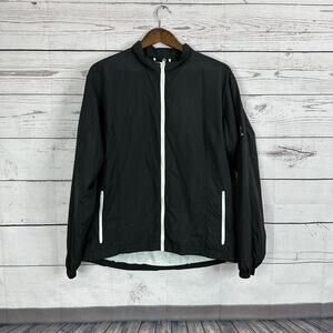 Footjoy FJ Windbreaker Jacket Womens Large Black Golf Zip Logo Activewear